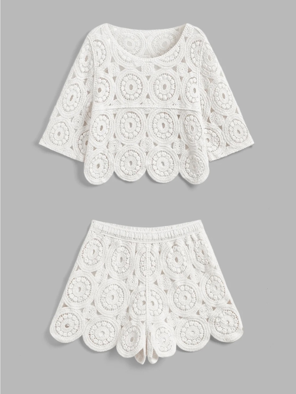 Commense Crochet Lace Short sleeve Top & Shorts Set Size Small NWT - Picture 4 of 8